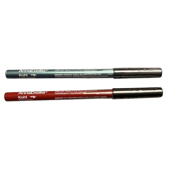 Annabelle Kohl Metallic & Matte Eyeliners Frosty Turquoise & Ruby Red - Picture 1 of 4